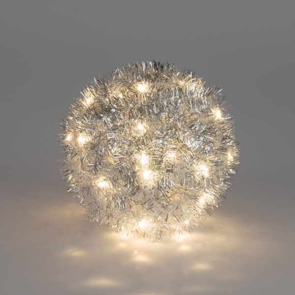 Deko Kugel 15cm mit 20 LED silber