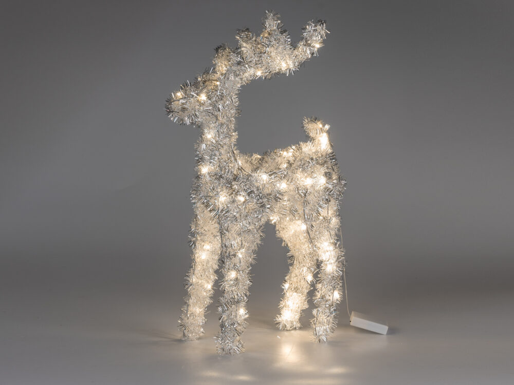 Deko Hirsch 50cm mit 50 LEDs silber