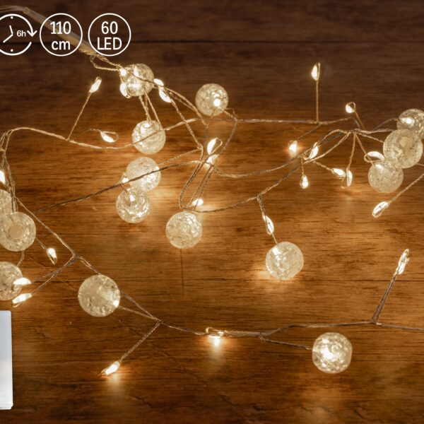 Lichtgrilande 110cm mit 60 LED+Arcrylperlen