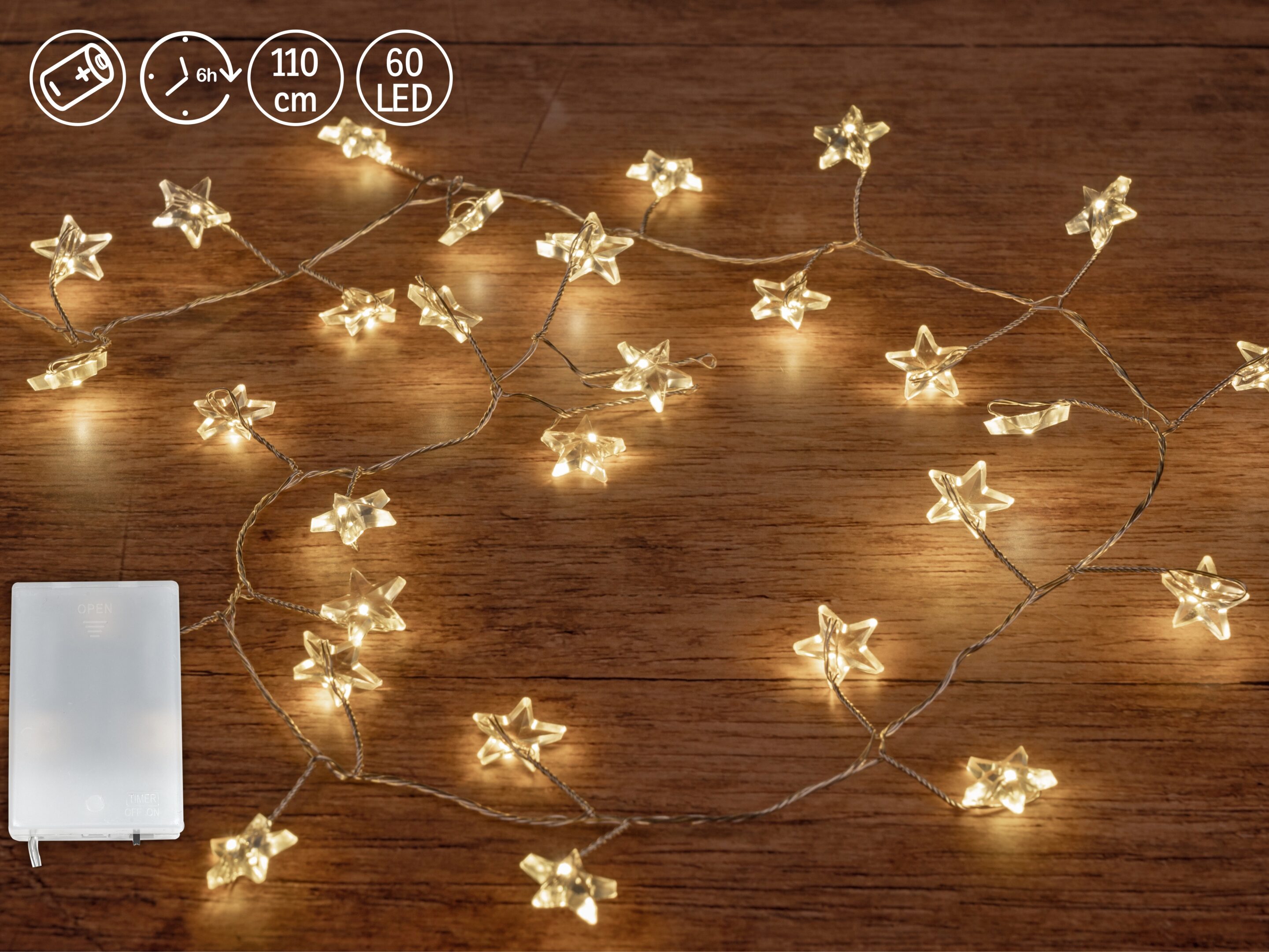 Lichtgirlande 110cm Stern mit 60 LEDs