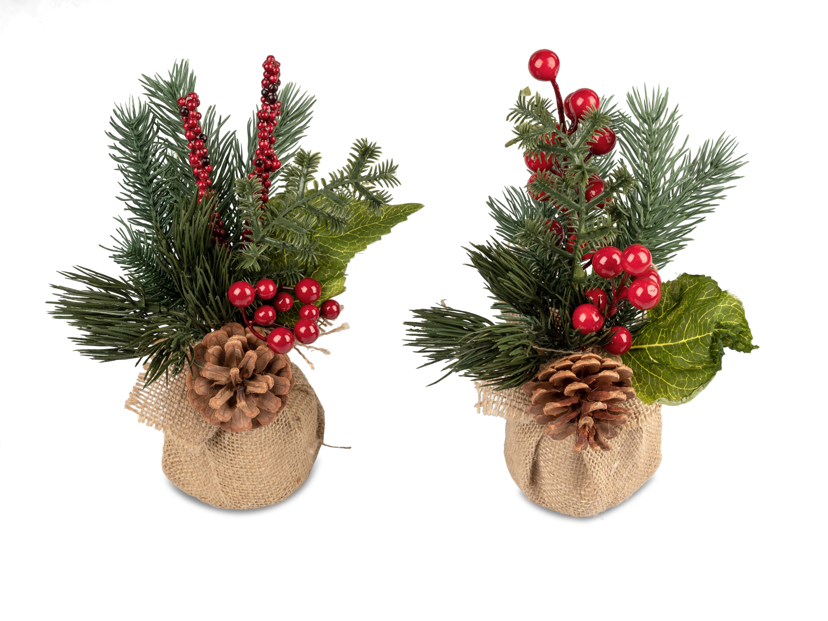 Deko Tanne im Jutesack 26cm mit Zapfen+Beeren