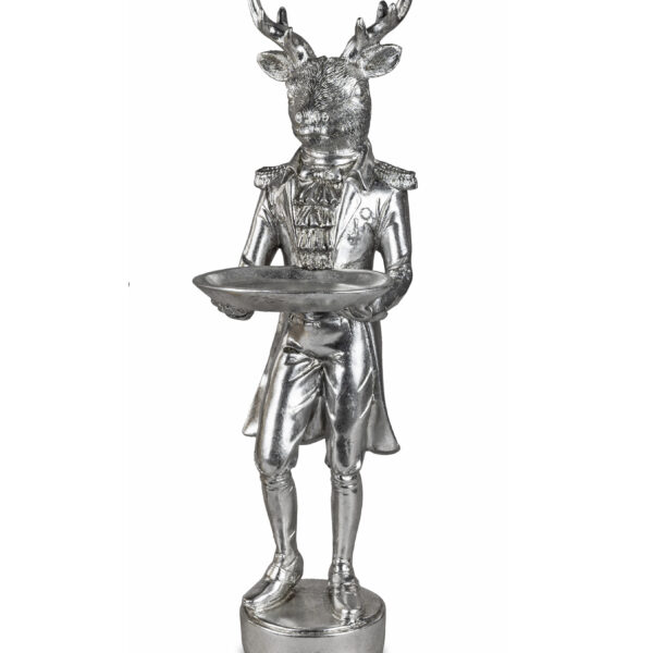 Deko Hirsch Klassik 44cm antik-silber