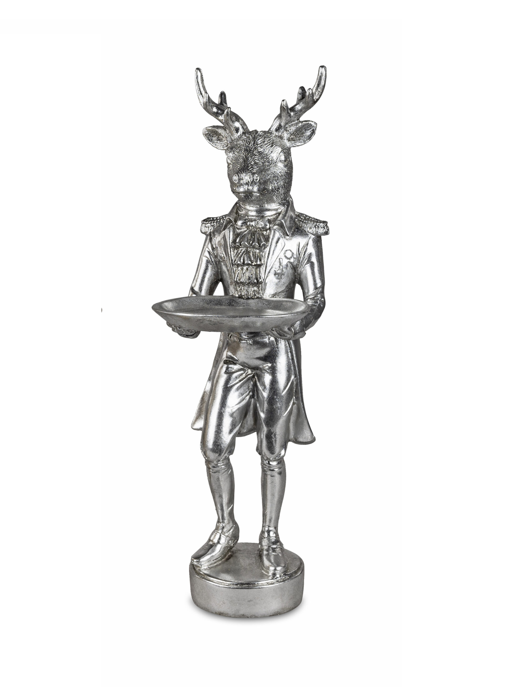 Deko Hirsch Klassik 44cm antik-silber