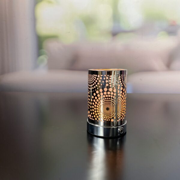 Deko Lampe Touch rund 16cm Kreise silber