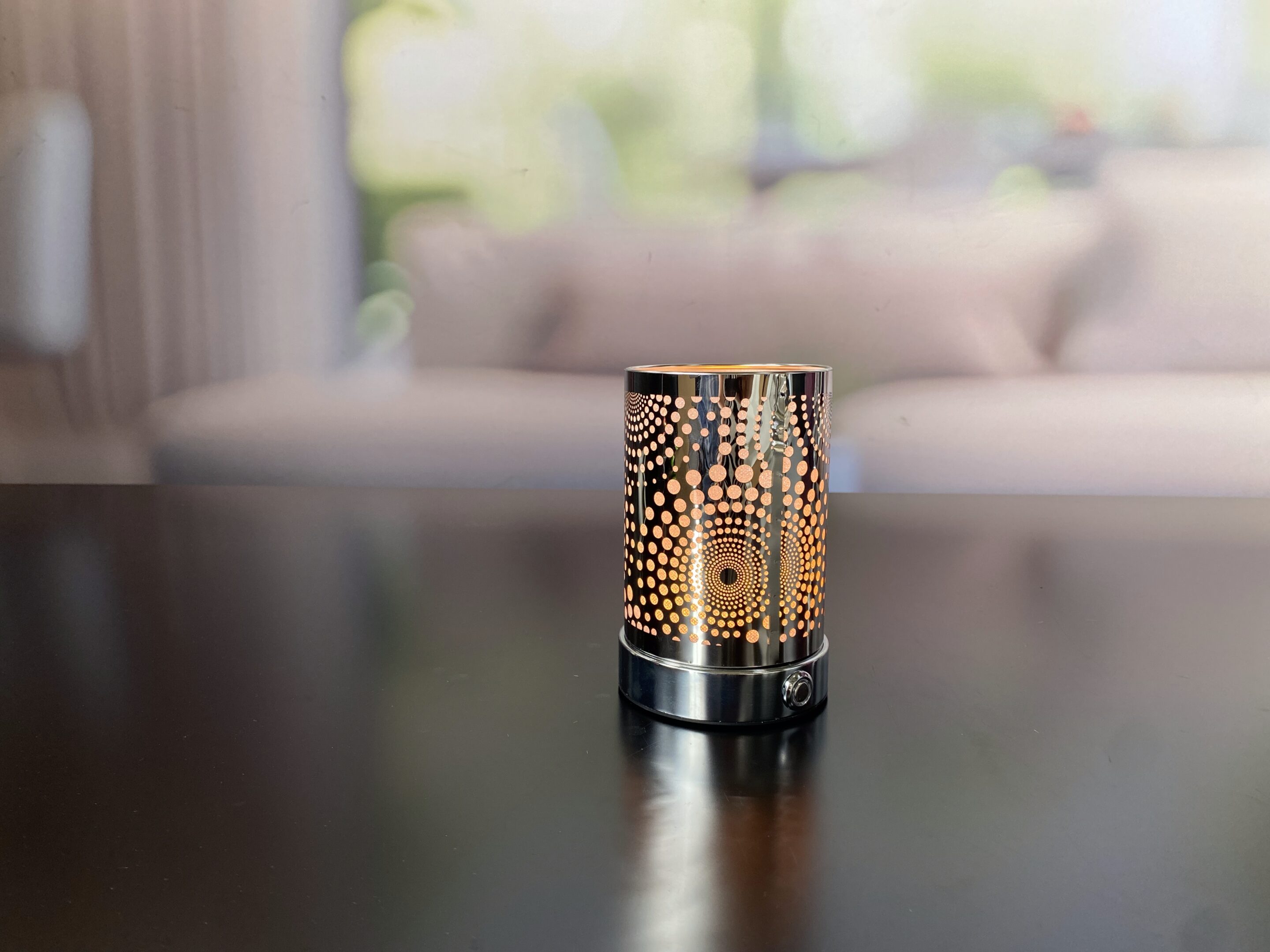 Deko Lampe Touch rund 16cm Kreise silber