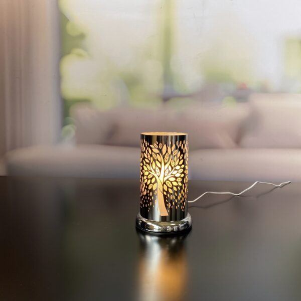 Deko Lampe rund Touch Baum 24cm silber