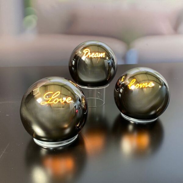 3er Set Lichtkugeln LED 12cm mit Schrift