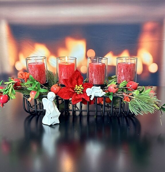 Deko Metall Kerzenleuchter oval 45cm schwarz