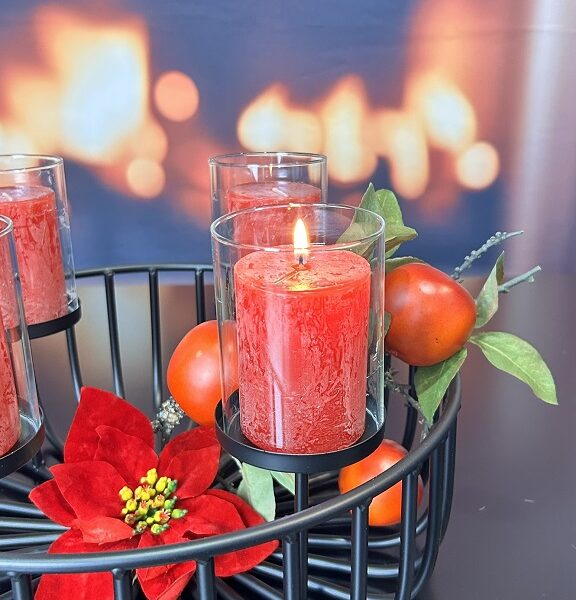 Deko Metall Kerzenleuchter rund 35cm schwarz