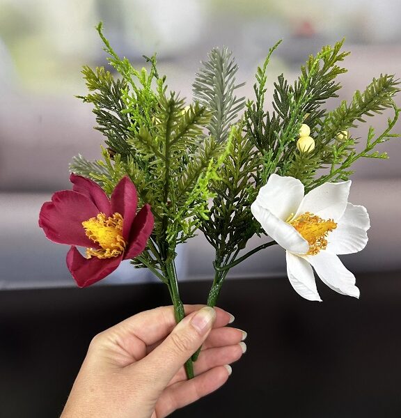 Tischdeko Tanne-Magnolie 22cm bordeaux