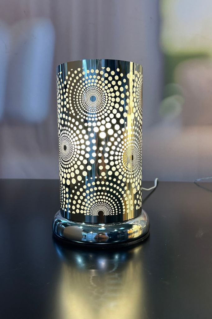 Deko Lampe rund Touch Punkte 24cm silber