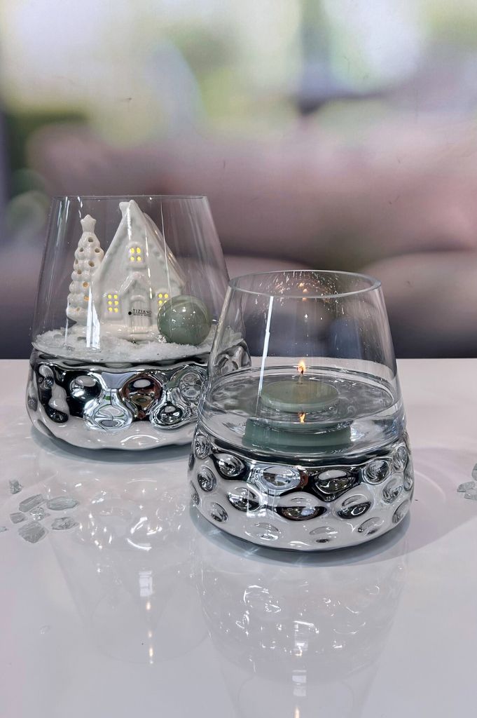 Windlicht Dots silber