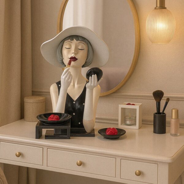 Deko Büste Dame 30cm mit Lippenstift schwarz/weiß