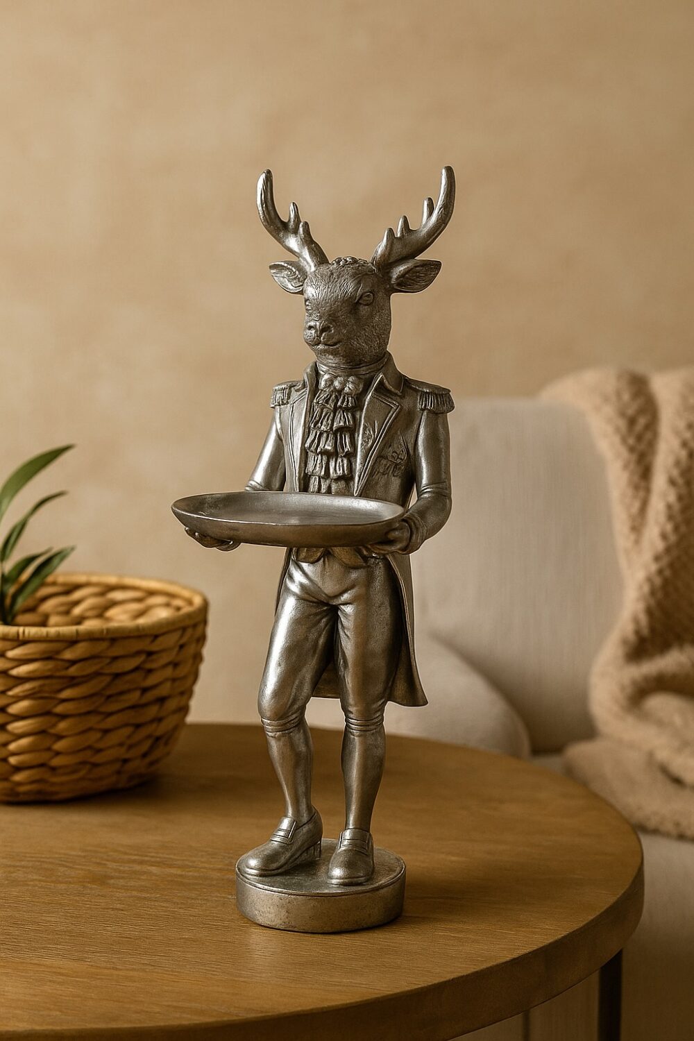 Deko Hirsch 70cm antik-silber – Bild 2