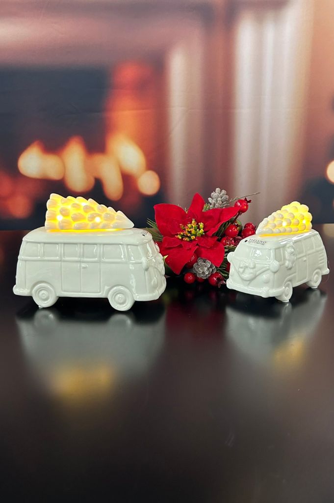 Deko Bus Parco mit Baum LED creme-weiß