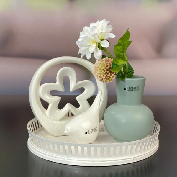 Dekoset Metallschale Canneto mit Alfredo creme+Emporo grün