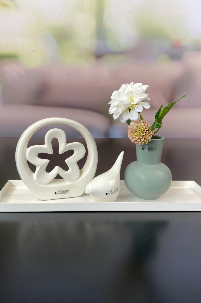 Dekoset Metallschale Legri mit Alfredo creme+Emporo grün