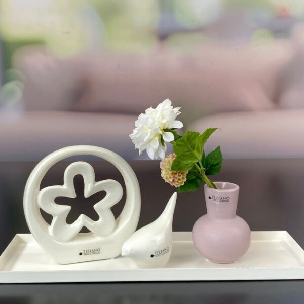 Dekoset Metallschale Legri mit Alfredo creme+Emporo rosa