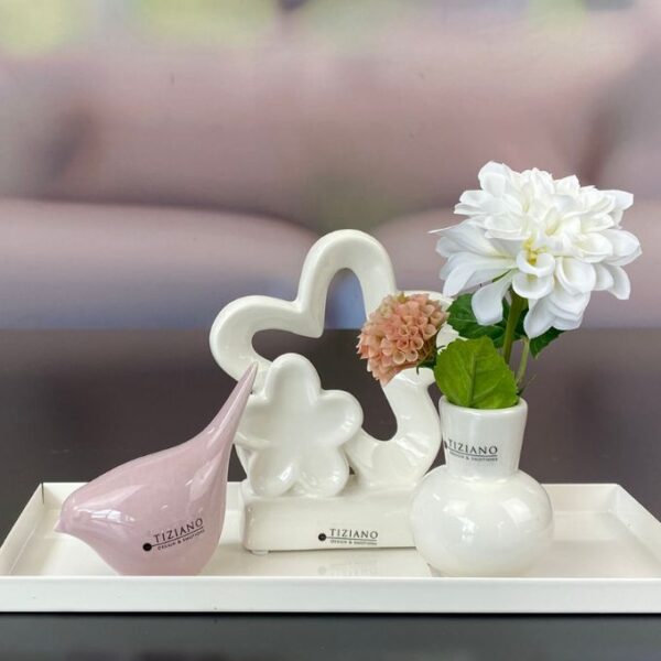 Dekoset Metallschale Legri mit Alfredo rosa+Emporo creme