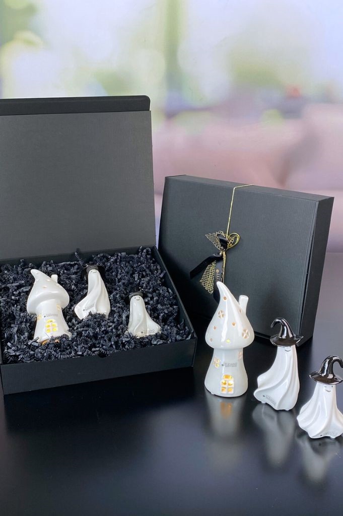 Geschenkbox L mit Gespenst Freddi+Haus Assisi LED