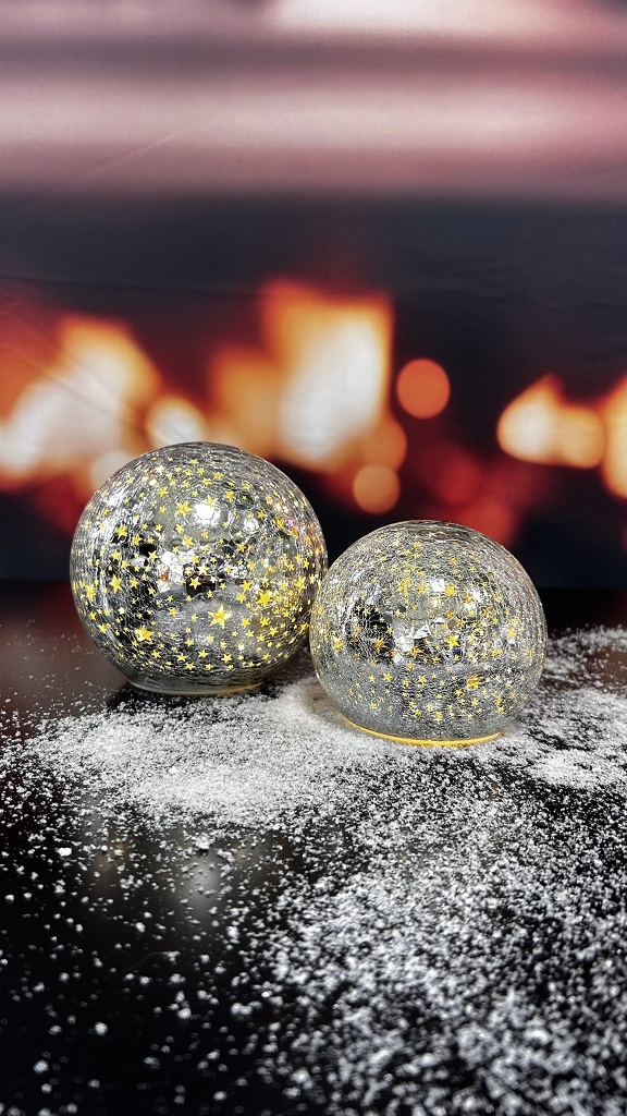 Deko Glaskugel Lumina LED Sterne silber