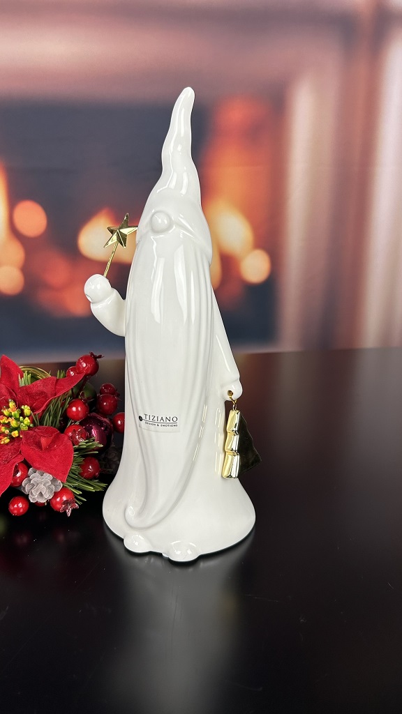 Deko Santa Nicolo 30cm mit Stab+Baum creme-weiß – Bild 3