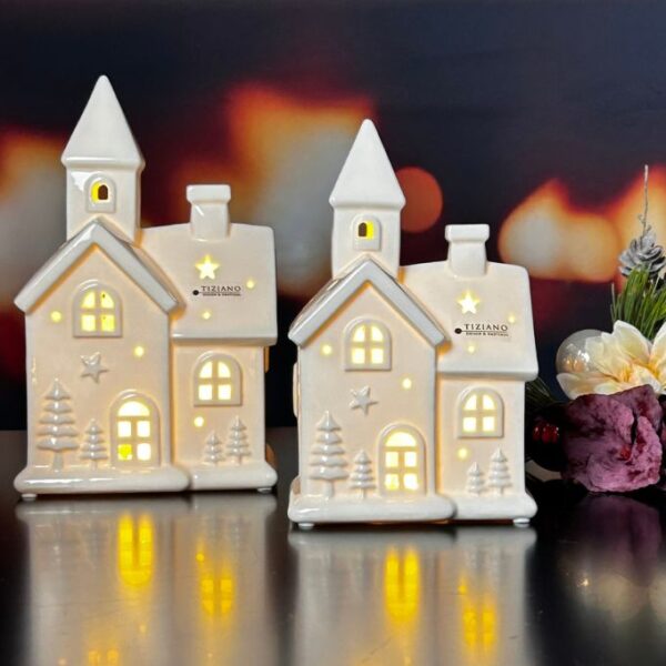 Deko Kirche Spirito LED creme-weiß