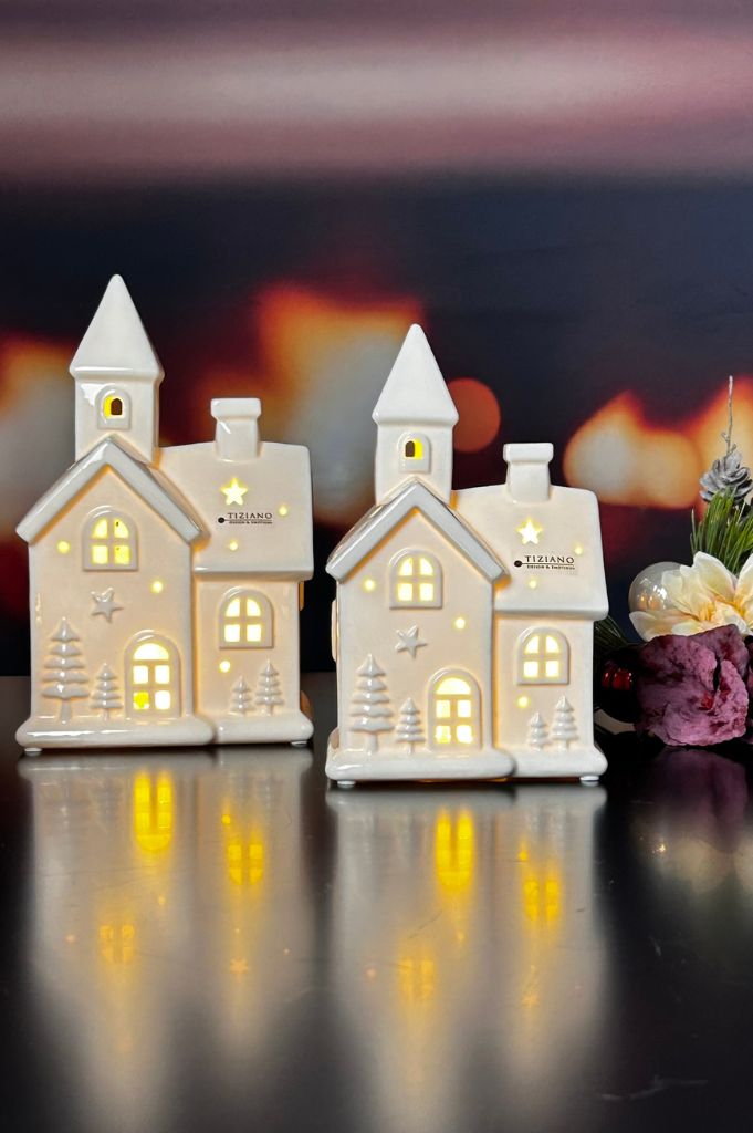 Deko Kirche Spirito LED creme-weiß