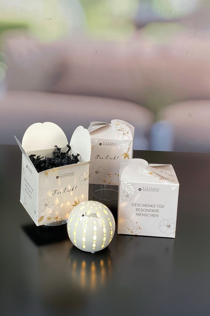 Würfelbox Für Dich mit Lichtkugel Burano LED