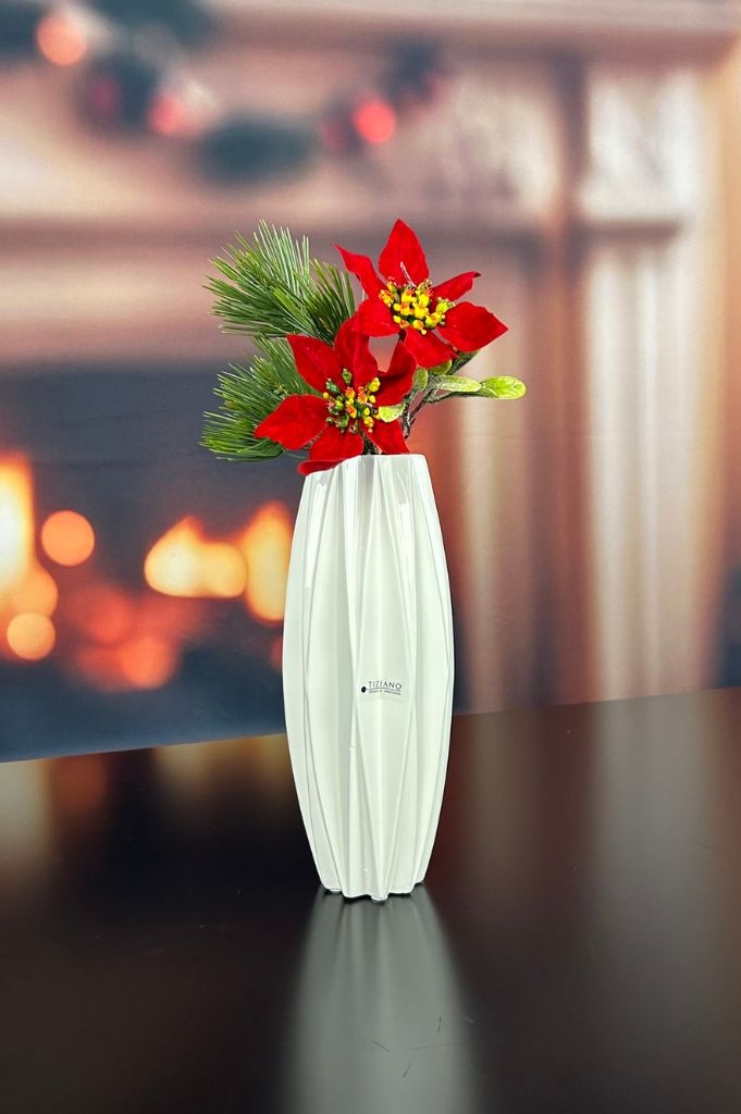 Vase Alba 27cm creme-weiß