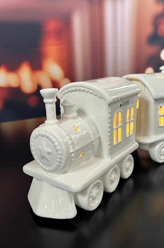 Deko Zug Anton LED mit Waggon creme-weiß – Bild 2