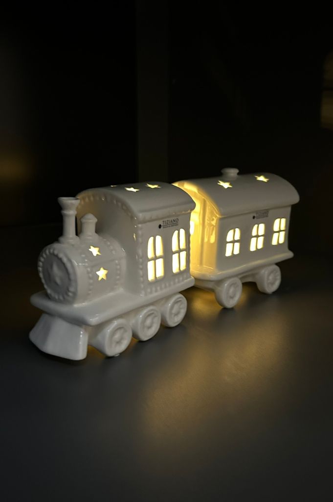 Deko Zug Anton LED mit Waggon creme-weiß – Bild 4