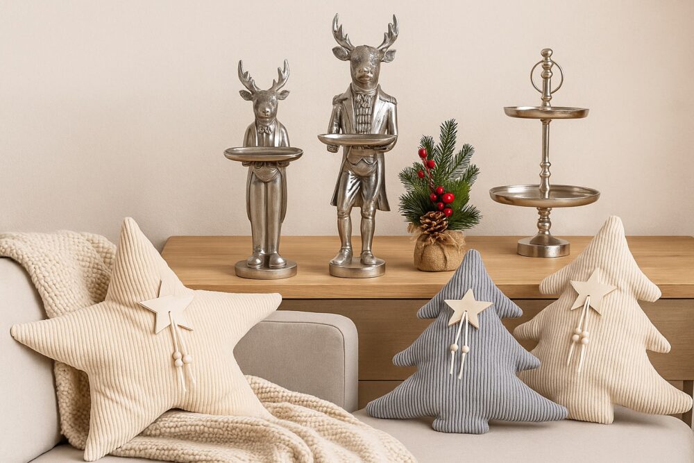 Deko Hirsch 70cm antik-silber