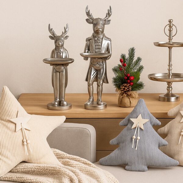 Deko Hirsch 70cm antik-silber