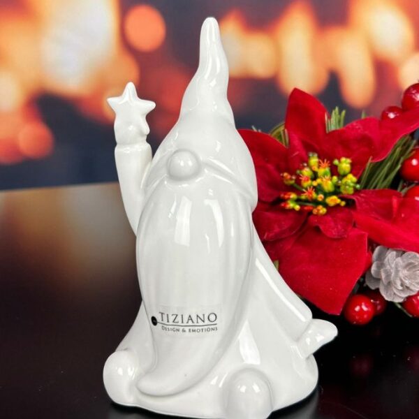 Deko Santa Nicolo mit Stern 14,5cm creme-weiß
