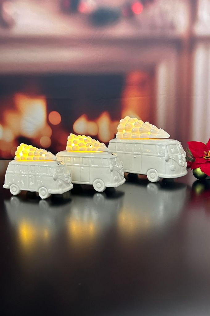 Deko Bus Parco mit Baum LED creme-weiß
