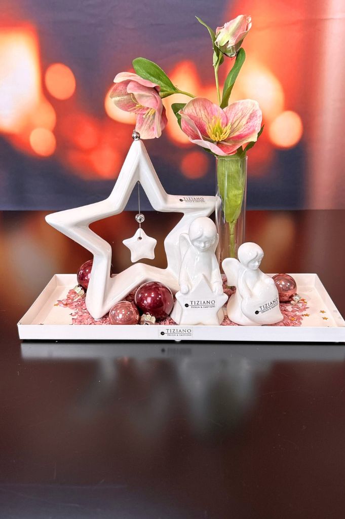 Adventset Metallschale Legri mit Engel Nora+Stern Saphira