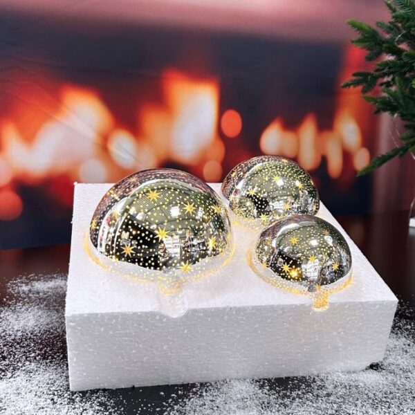 3er Set LED Glaskugel Lumina silber