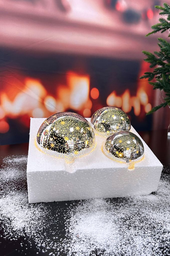 3er Set LED Glaskugel Lumina silber