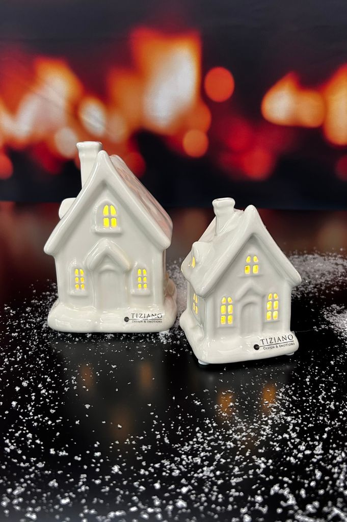Deko Haus Cascata LED mit Schnee creme-weiß – Bild 3