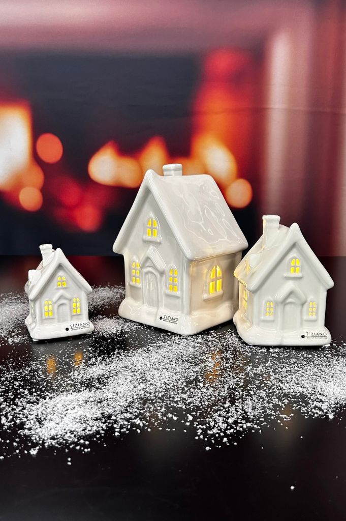Deko Haus Cascata LED mit Schnee creme-weiß – Bild 4