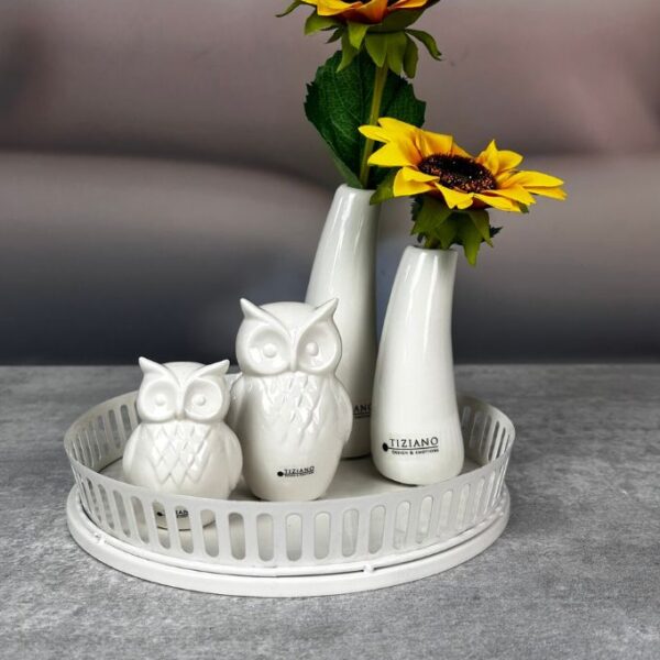 Dekoset Metallschale Canneto mit Vase Torano+Eule Aurelia