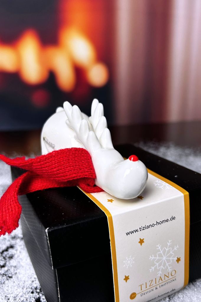 Rentier Rudolph Kopf runter creme-weiß mit Schal – Bild 3