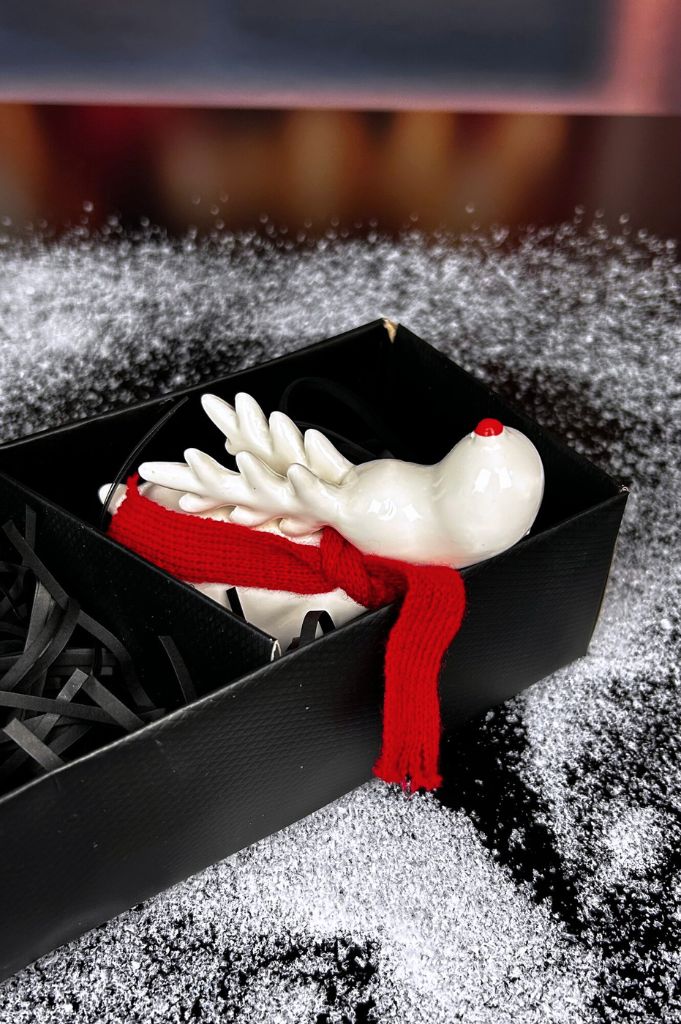 3er Set Rentier Rudolph 12cm creme-weiß mit Schal – Bild 3