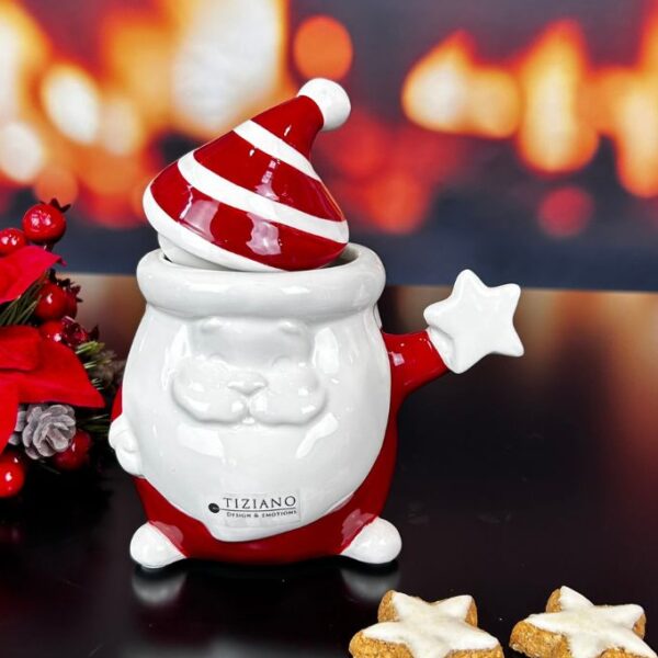 Deko Gebäckdose Santa Tonio 14,5cm rot/creme-weiß
