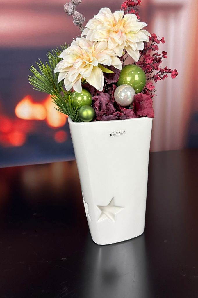Vase Murales 25cm mit Stern creme-weiß