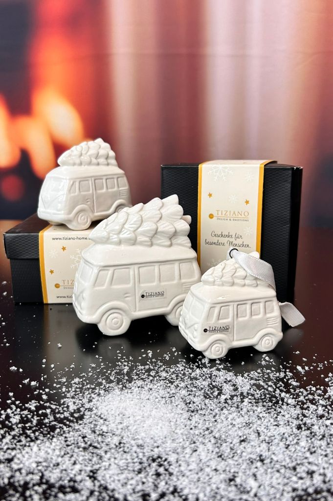 3er Set Bus Caso mit Baum creme-weiß in Geschenkkartons