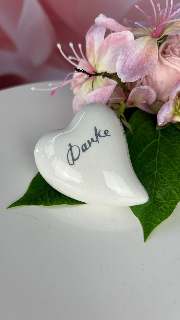 Dekoherz Amore 6cm "Danke" creme-weiß