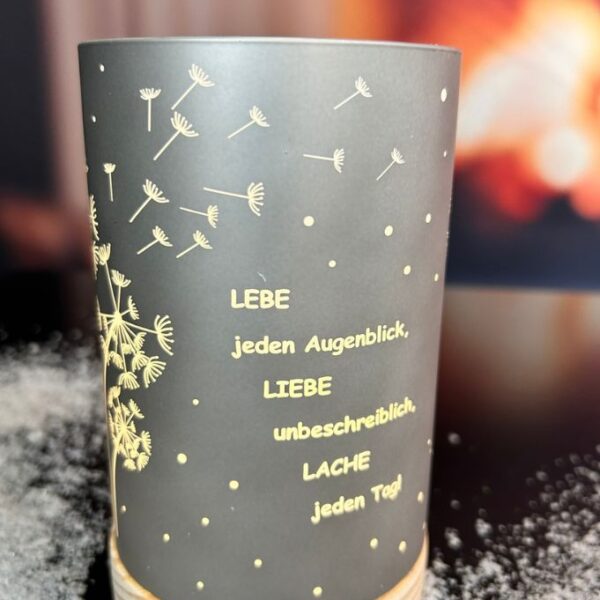 Dekolicht Lebe jeden Auganblick 15cm anthrazit