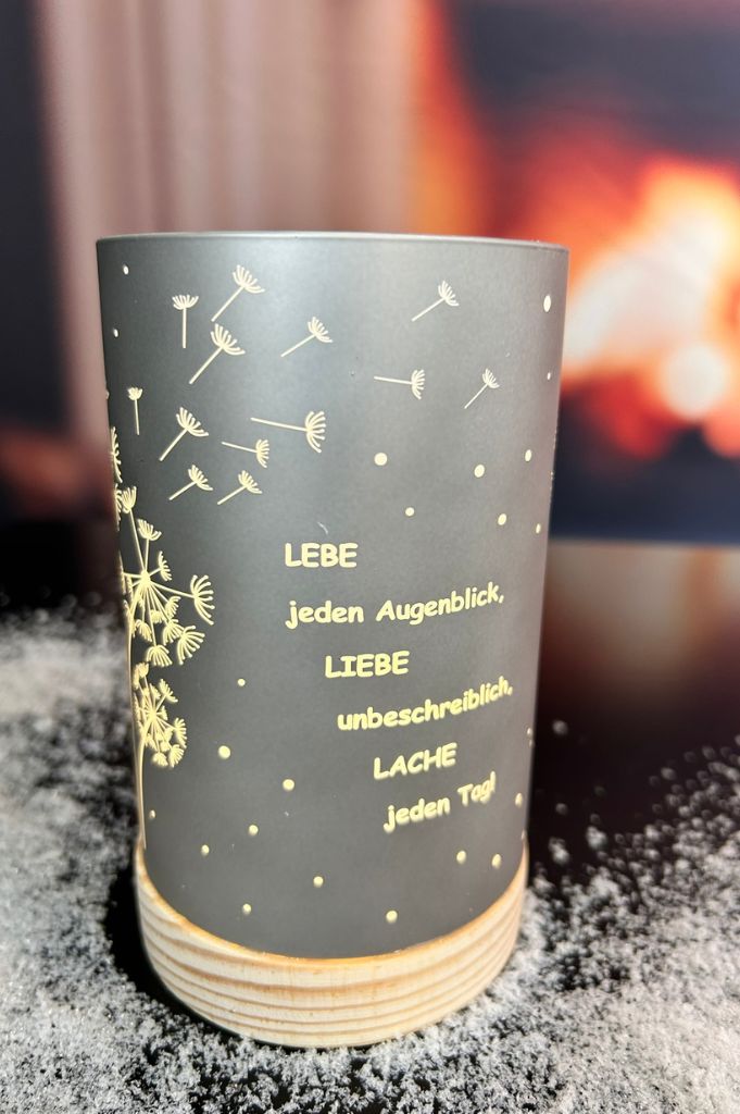 Dekolicht Lebe jeden Auganblick 15cm anthrazit